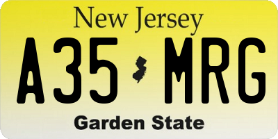NJ license plate A35MRG