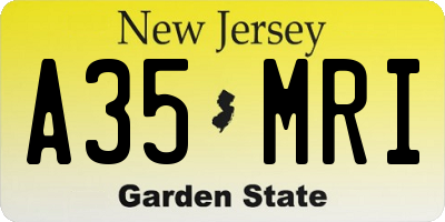 NJ license plate A35MRI