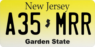 NJ license plate A35MRR