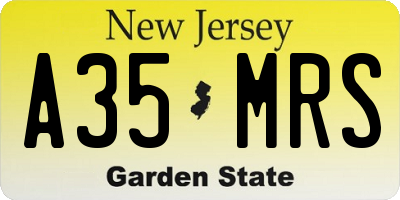 NJ license plate A35MRS