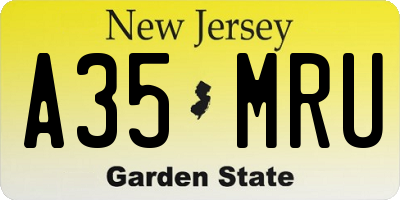NJ license plate A35MRU