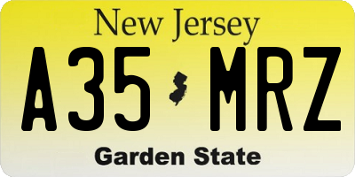NJ license plate A35MRZ