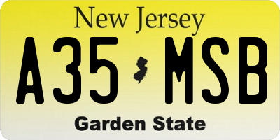 NJ license plate A35MSB