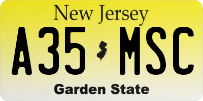NJ license plate A35MSC