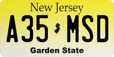 NJ license plate A35MSD