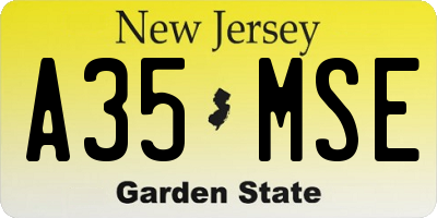 NJ license plate A35MSE