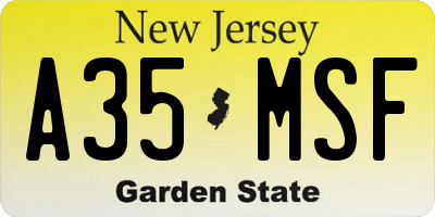 NJ license plate A35MSF