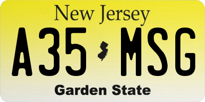 NJ license plate A35MSG