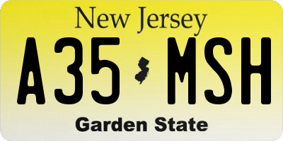 NJ license plate A35MSH