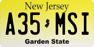 NJ license plate A35MSI