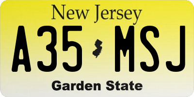 NJ license plate A35MSJ