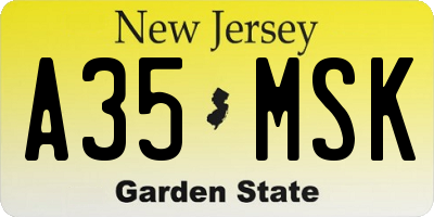 NJ license plate A35MSK