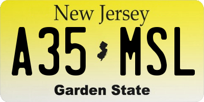 NJ license plate A35MSL