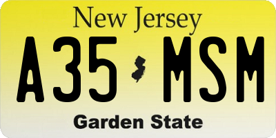 NJ license plate A35MSM