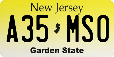 NJ license plate A35MSO