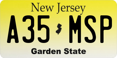 NJ license plate A35MSP