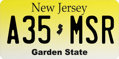 NJ license plate A35MSR