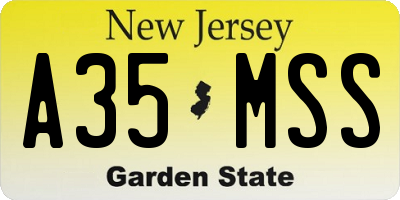 NJ license plate A35MSS