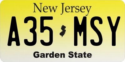 NJ license plate A35MSY