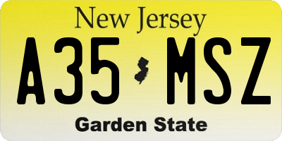 NJ license plate A35MSZ