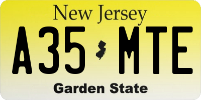 NJ license plate A35MTE