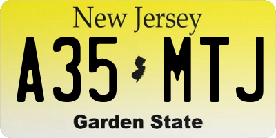 NJ license plate A35MTJ