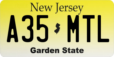 NJ license plate A35MTL