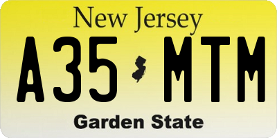 NJ license plate A35MTM