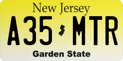 NJ license plate A35MTR