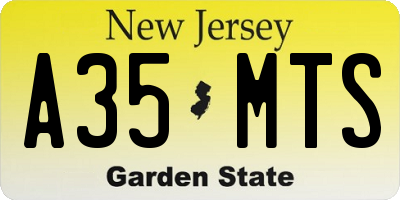NJ license plate A35MTS