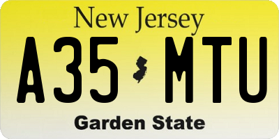 NJ license plate A35MTU