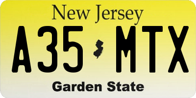 NJ license plate A35MTX