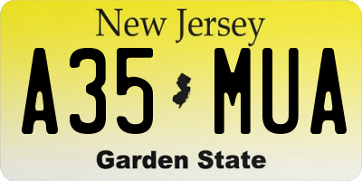 NJ license plate A35MUA