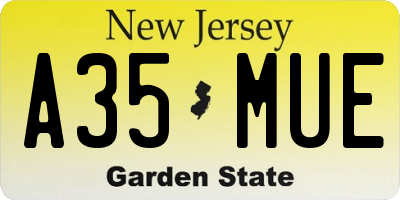 NJ license plate A35MUE