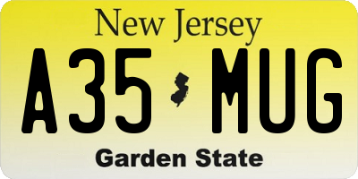 NJ license plate A35MUG