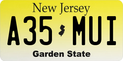 NJ license plate A35MUI