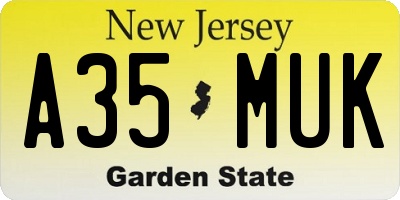 NJ license plate A35MUK