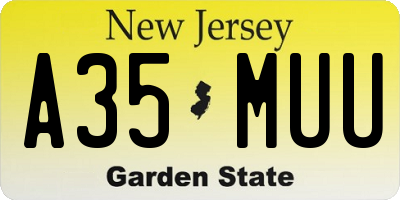 NJ license plate A35MUU