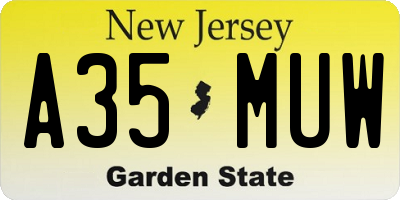 NJ license plate A35MUW