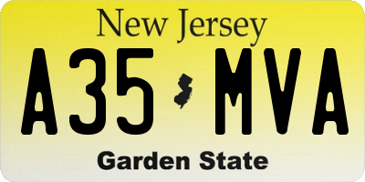 NJ license plate A35MVA