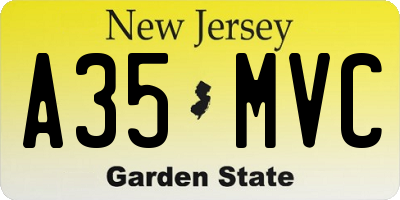 NJ license plate A35MVC