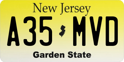 NJ license plate A35MVD