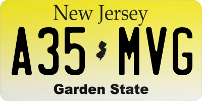 NJ license plate A35MVG
