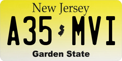 NJ license plate A35MVI