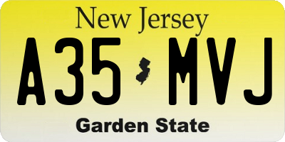 NJ license plate A35MVJ