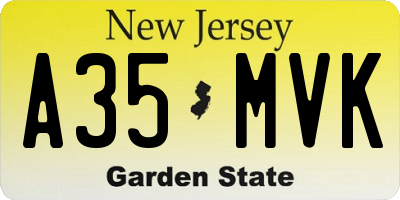 NJ license plate A35MVK