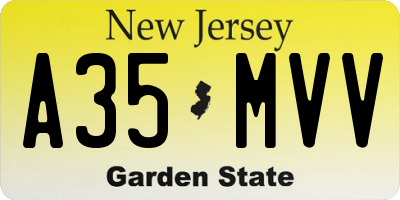 NJ license plate A35MVV