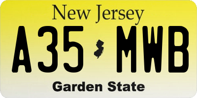 NJ license plate A35MWB