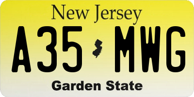 NJ license plate A35MWG