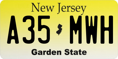 NJ license plate A35MWH